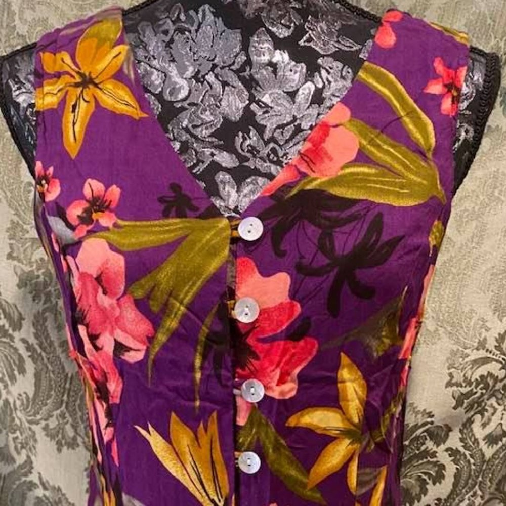 J.B.S. Purple Floral Maxi Dress with Pink & Gold Blooms